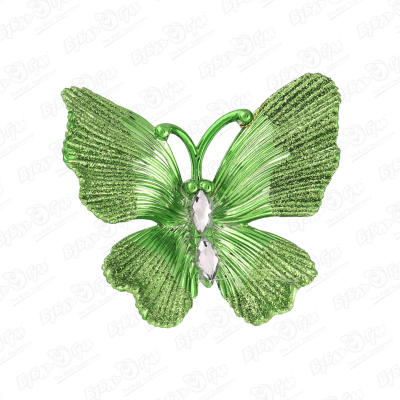 Украшение елочное бабочка глянцевая зеленая 10см украшение елочное бабочка матовая серебряная 10см