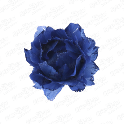 Украшение елочное роза синяя из перьев с блестками 10см украшение елочное цветок белый из перьев 10см