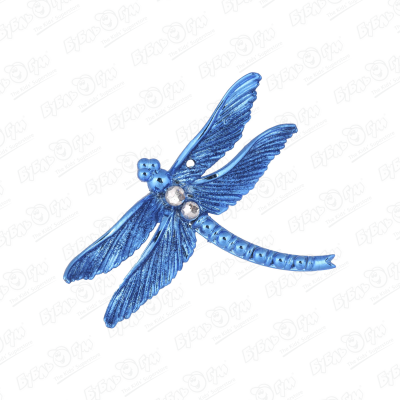 Украшение елочное Стрекоза глянцевая голубая 12см украшение елочное гриб велюровый золотой 12см