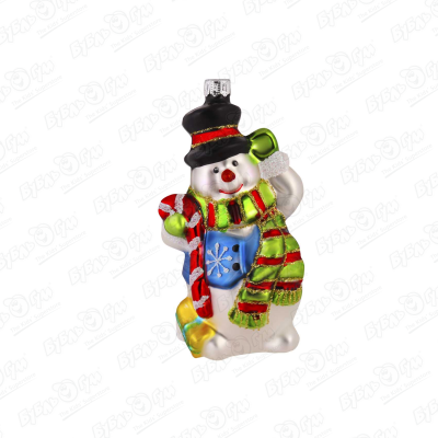 Украшение елочное Снеговик в ярком шарфе стеклянный 12,5см украшение елочное снеговик стеклянный 12 5см