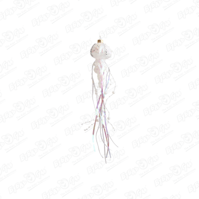 Украшение елочное медуза розовая стеклянная 15см украшение елочное звезда многогранная серебро 15см