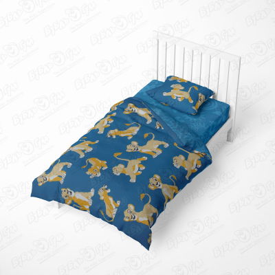 Комплект постельного белья Павлинка «Король лев» 1.5 спальный бязь синий