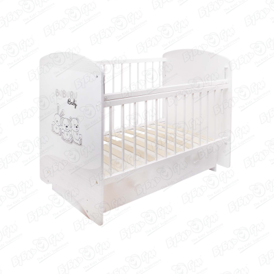 цена Кровать-маятник BUBURU Baby детская с ящиком белая 60х120см