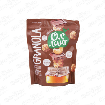 цена Гранола Ол’Лайт мед-шоколад-орех 280г