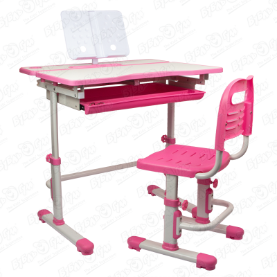 Стол эргономичный 80см со стулом розовый цвет