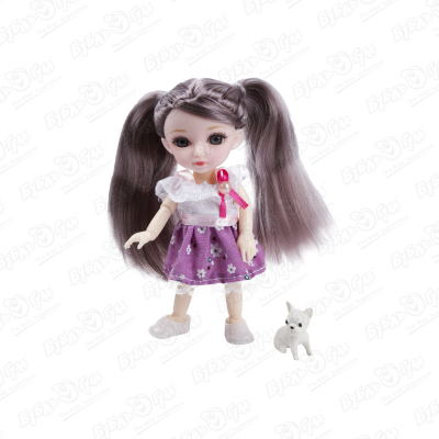 цена Кукла «Малышка Лили» шатенка с собачкой 16см