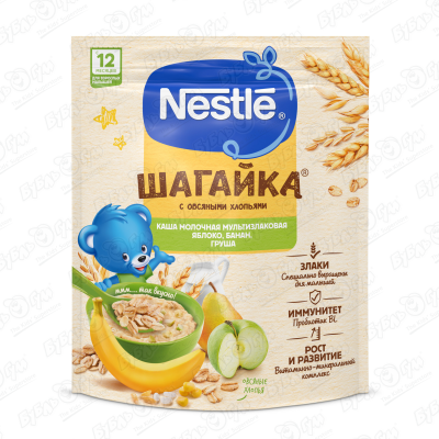 Каша Nestle Шагайка молочная яблоко-банан-груша 190г с 12мес БЗМЖ