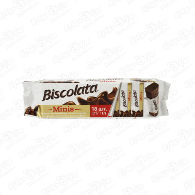 Вафли Biscolata minis шоколад-орех 117г вафли biscolata tria кокос 100г