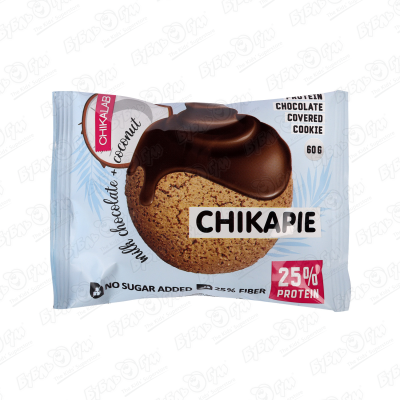Печенье глазированное CHIKALAB кокосовое 60г печенье протеиновое chikalab 60г глазированное шоколад