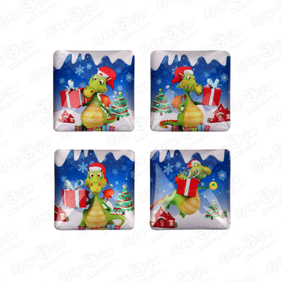 Магнит Дракон веселый новогодний в ассортименте стеклянный 4см коробка для мелочей 7 5 5 4см в ассортименте