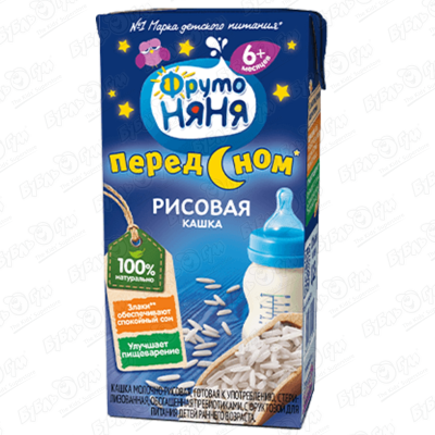 Каша ФрутоНяня молочная рисовая 200мл с 6мес БЗМЖ