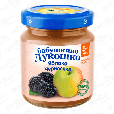 Пюре Бабушкино Лукошко яблоко-чернослив 100г с 5мес цена и фото