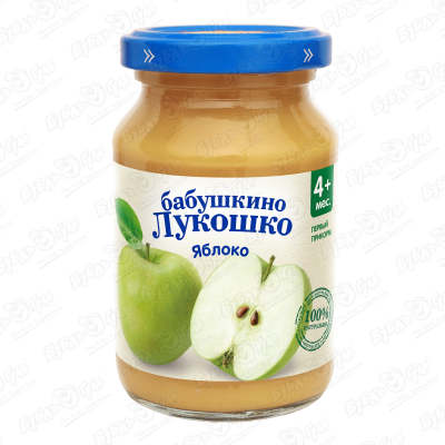 Пюре Бабушкино Лукошко яблоко 190г с 4мес цена и фото