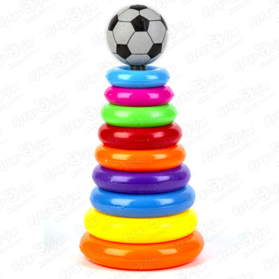 Пирамидка разноцветная с мячиком 9колец