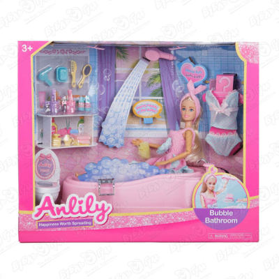 Кукла Anlily с набором Ванная комната с 3лет кукла 16 см с набором ванная комната 8 предметов k0087