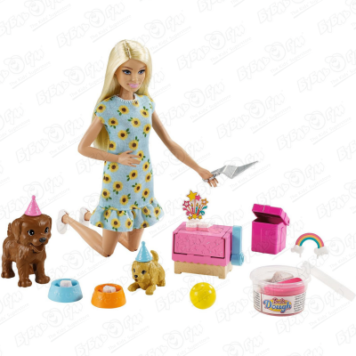 Кукла Barbie блондинка вечеринка для щенков с 3лет игра barbie вечеринка