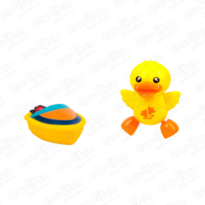 набор для ванной yako мини мания утенок и лодка н85570 оранжевый желтый Игрушка для ванной YAKO утенок и катер