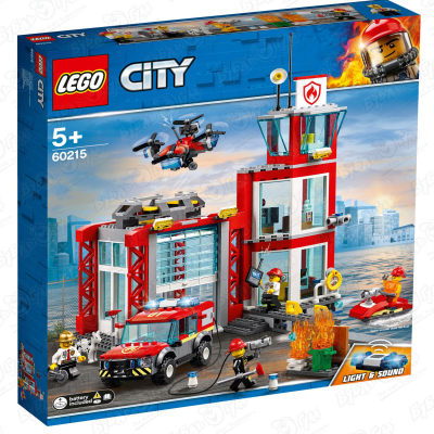 Конструктор Пожарное депо LEGO City 60215 с 5лет конструктор вертолет lego city 60243 с 5лет