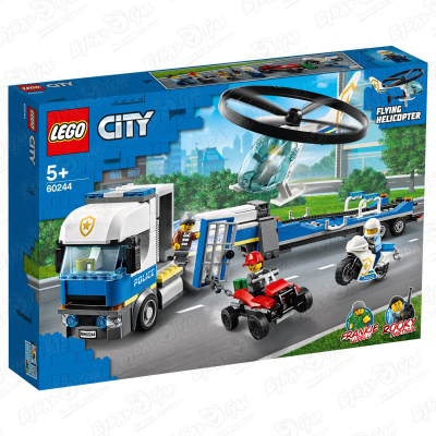 цена Конструктор Полицейский вертолётный транспорт LEGO City 60244 с 5лет