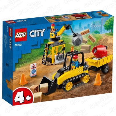 Конструктор LEGO City 60252 Строительный бульдозер с 4лет конструктор lego city строительный экскаватор 148 дет 60385