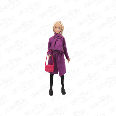 цена Кукла София модница в бордовом приталенном пальто