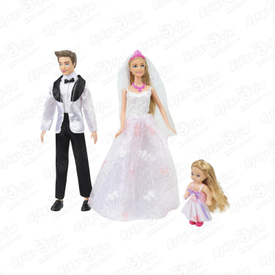 Кукла Lanson Toys Wedding Невеста с женихом и малышкой кукла невеста