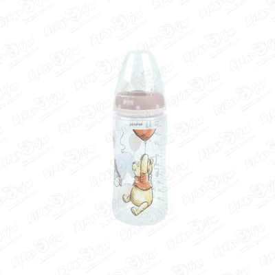 Бутылка NUK Винни и его друзья пластиковая розовая 300мл с 0-6мес ложка nuk пластиковая бирюзовая с 6мес 2шт