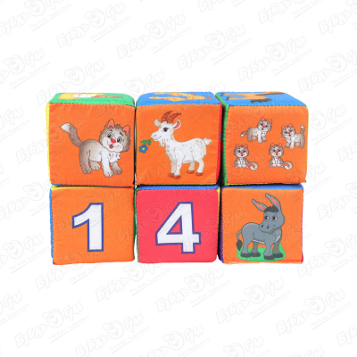 Набор мягких кубиков Домашние животные и счет 6шт деревянные игрушки пк лидер набор кубиков на оси домашние животные