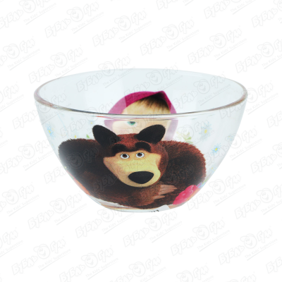 Тарелка-салатник Маша и Медведь глубокая стекло