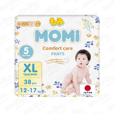 цена Подгузники-трусики MOMI Comfort XL 12-17кг 38шт