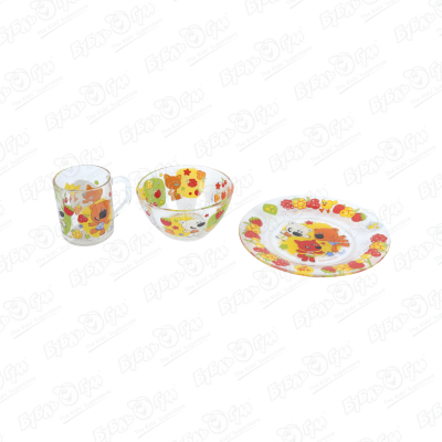 Набор посуды Мимимишки стекло 3предмета набор детской посуды буба стекло 3предмета