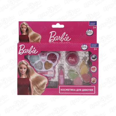 Набор детской косметики Милая леди Barbie тени с блестками помада и блеск для губ с 3лет